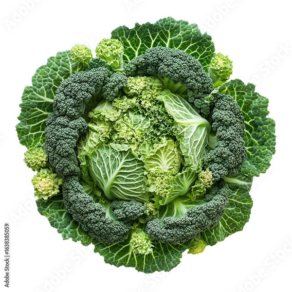 Fototapeta Sliced cabbage showing texture and layers on transparent png background. Ai generated