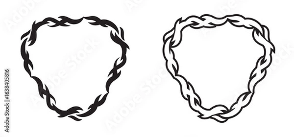 Obraz Neo tribal cyber triangle frame border. Silhouette and outline. Abstract elements vector clip art 