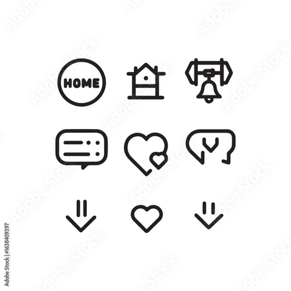 Fototapeta Clean Outline Icons Collection for UI 