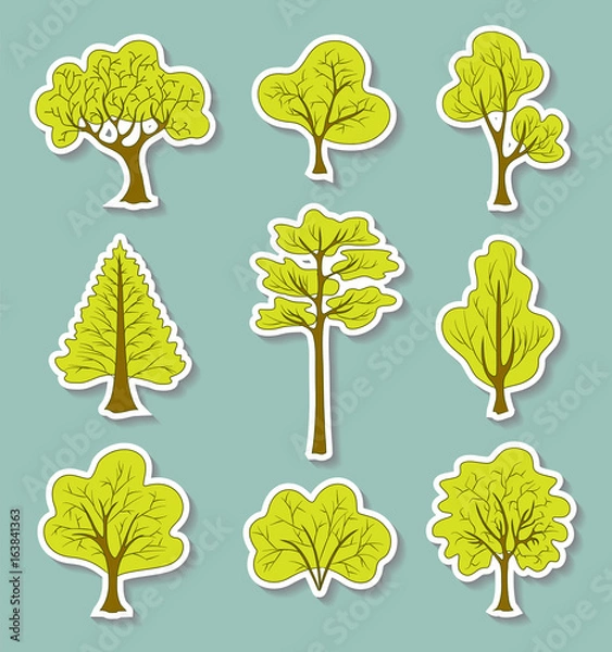 Obraz Set of decorative abstract trees and plants