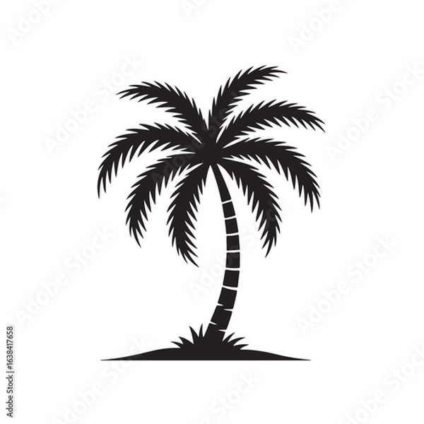 Fototapeta Black palm tree icon isolated on white background silhouette