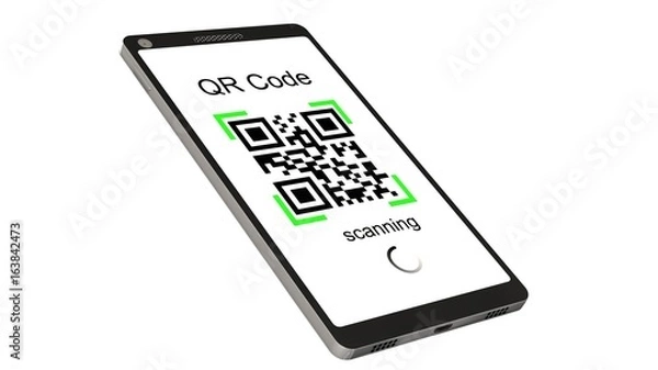 Fototapeta 
QR Code scanning with modern touchscreen smartphone - isolated on white