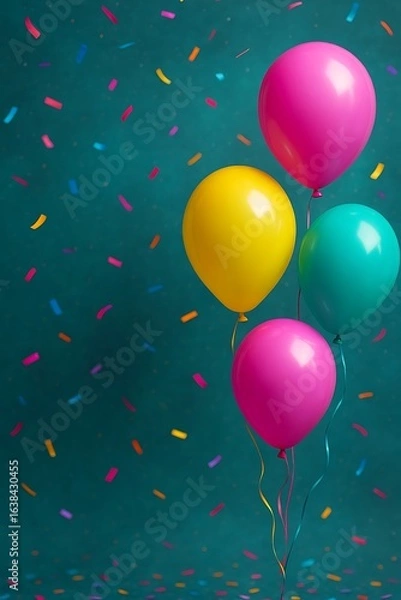 Fototapeta pink and yellow balloons with copy space