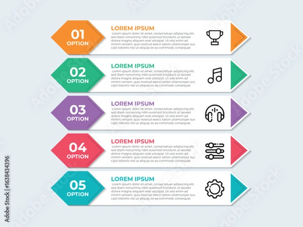 Obraz Business infographics template. timeline with 5 steps, options. can be used for workflow diagram, info chart, web design. vector illustration.
