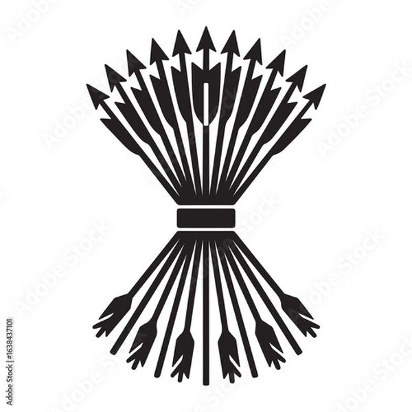 Fototapeta Bundle of Arrows Illustration: A meticulously crafted illustration featuring a symmetrical bundle of arrows, a symbol of unity, strength, and focus. Each arrow is carefully depicted.