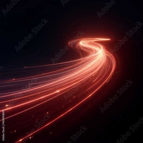 Fototapeta Light trail swirls over dark background, vibrant and fast-paced