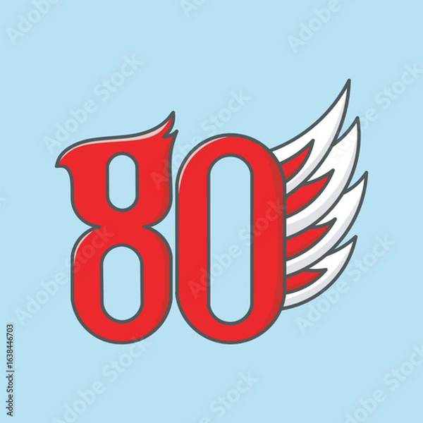 Fototapeta Special logo for Indonesian Independence Day. The number eighty is the main symbol, with wings and beak forming the shape of an eagle. It symbolizes Indonesia's eighty years of independence.