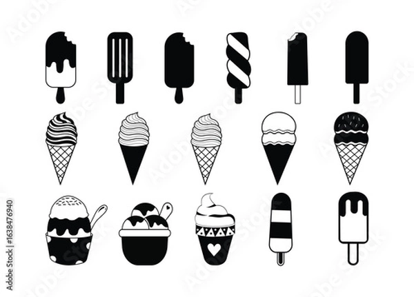 Fototapeta Ice Cream, Ice Cream Vector Bundle, Ice cream Clipart, Ice cream Silhouette.	
