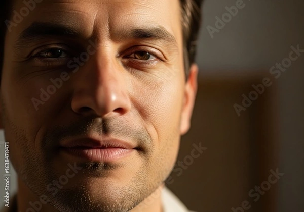 Fototapeta Close-up portrait of a middle-aged man with stubble