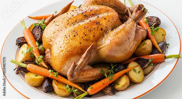 Obraz roasted chicken with potatoes
