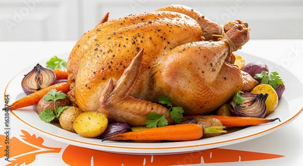 Obraz roast chicken with vegetables