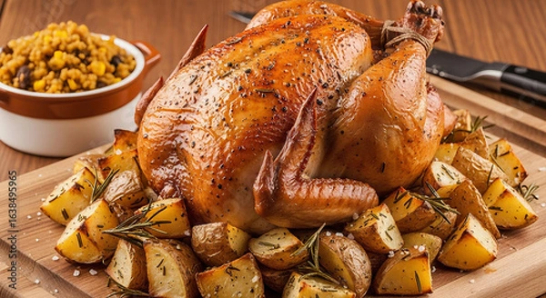 Obraz roasted chicken with potatoes