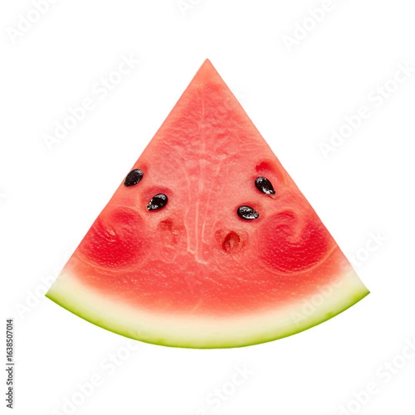 Fototapeta Slice of watermelon with black seeds isolated on a transparent background