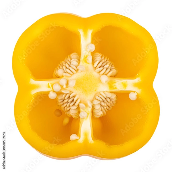 Fototapeta Yellow Bell Pepper Cross Section With Seeds yellow pepper isolated on a transparent background