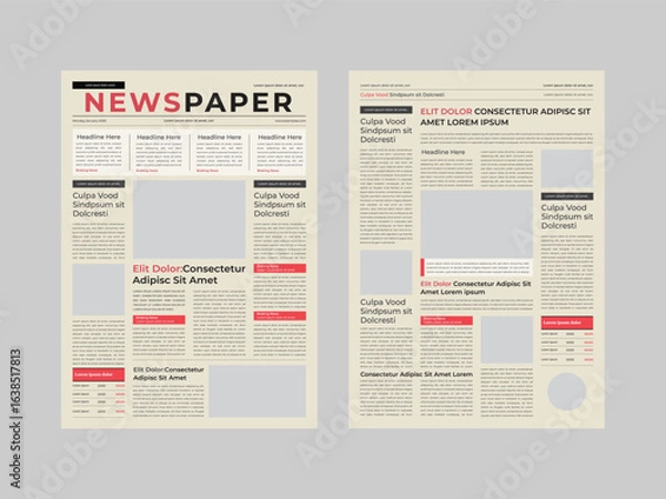 Obraz The daily newspaper layout, magazine design, newspaper template with text and picture placeholder