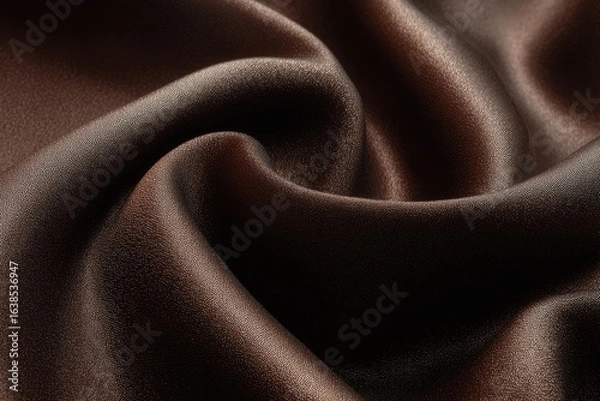 Obraz Close-up of rich brown satin fabric with soft folds