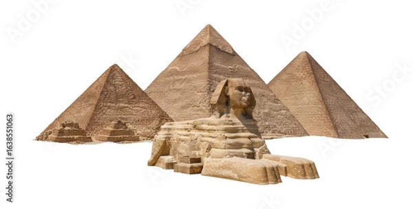 Fototapeta Exploring ancient wonders the great sphinx and pyramids of giza egypt architectural desert wide angle historical significance. Cut out png