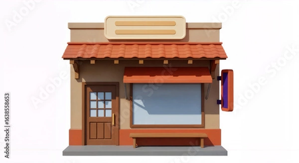 Fototapeta Stylized 3D Storefront with Awning