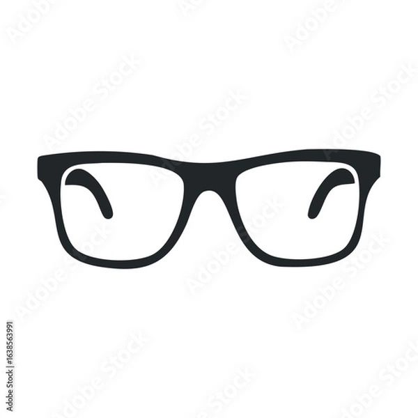 Obraz Black square eyeglasses with clear lenses on white background