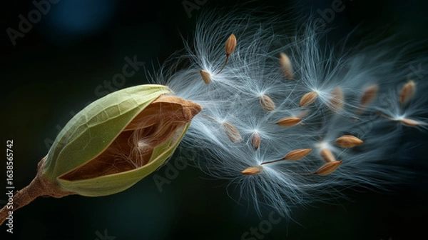 Fototapeta Nature seed dispersal action environments of plants close-up photography dynamic process ethereal atmosphere