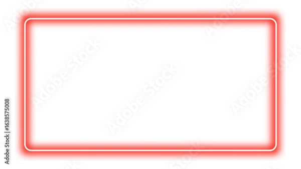 Obraz Red Neon Frame Icon – Bold Rectangular Border Design