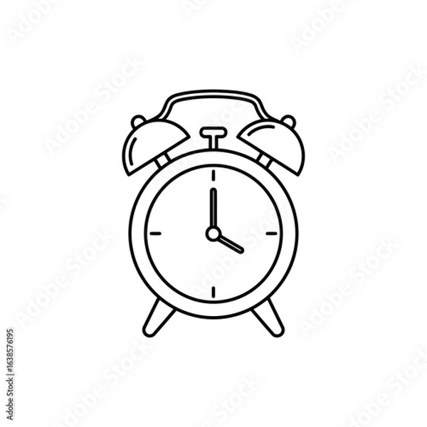 Fototapeta Vintage alarm clock icon, symbolizing time and punctuality, isolated on a white background