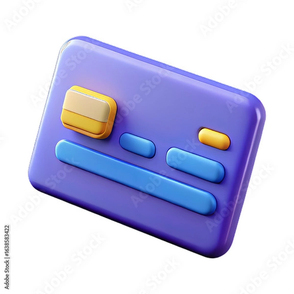Fototapeta Compact Plastic Card Icon with Contactless Design and Realistic Shine