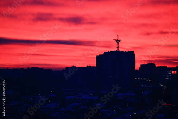 Obraz red and pink sunset