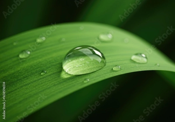 Fototapeta Macro Shot of Water Droplet on Leaf Surface
