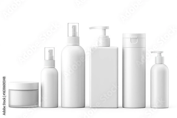 Fototapeta A Set Cosmetic Containers  white Mockup