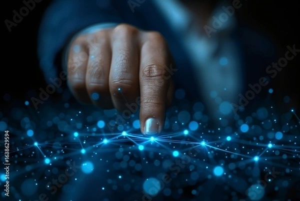 Fototapeta Businessman engages with ai icons in network systems for automation and data analysis solutions