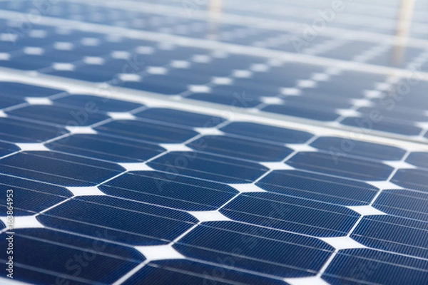 Obraz Close-up of Solar energy panel photovoltaics module in the sea offshore