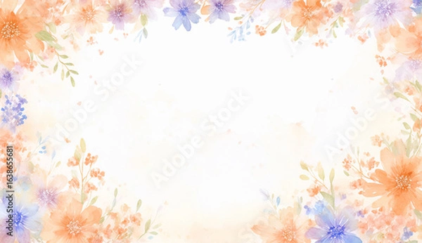 Fototapeta 幻想的なオレンジ色の花のフレーム