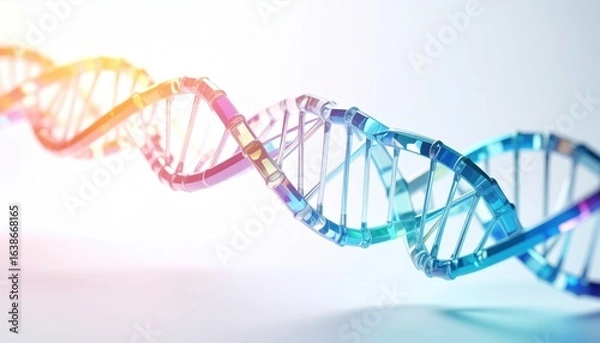 Fototapeta Luminous Glass DNA Double Helix with Vibrant Gradient and Ethereal Light