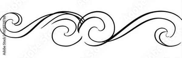 Fototapeta Black decorative swirls and flowing lines form a symmetrical border design