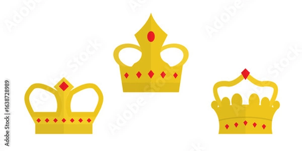 Obraz Noble Golden Crowns with Jewel Ornaments in Vector Style