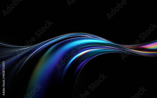 Obraz Rainbow Wave Lines Abstract Black Background