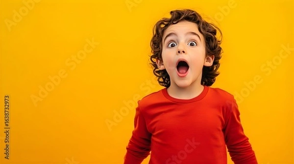 Fototapeta 感情豊かにショックを受けた少年のポートレート四 - Generative AI