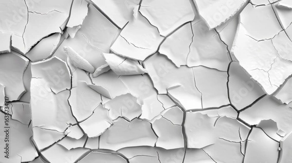 Fototapeta Discover a striking grunge texture pattern with bold cracks, scuffs, and stains against a vivid white backdrop.