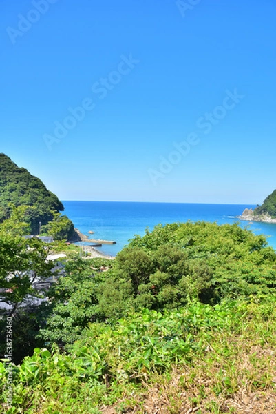 Obraz 兵庫　JR山陰本線餘部駅付近の日本海の風景