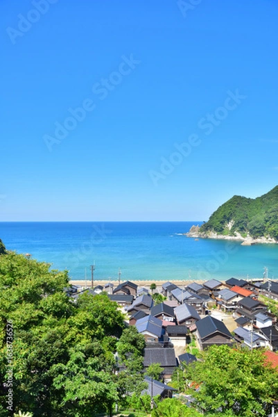 Obraz 兵庫　JR山陰本線餘部駅付近の日本海の風景