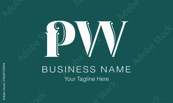 Fototapeta PW P pw initial logo | initial based abstract modern minimal creative logo, vector template image. luxury logotype logo, real estate homie logo. typography logo. initials logo