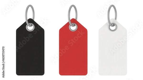 Fototapeta Elevate your brand with these versatile price tags in classic black, bold red, and pristine white, perfect for retail, sales, and marketing materials