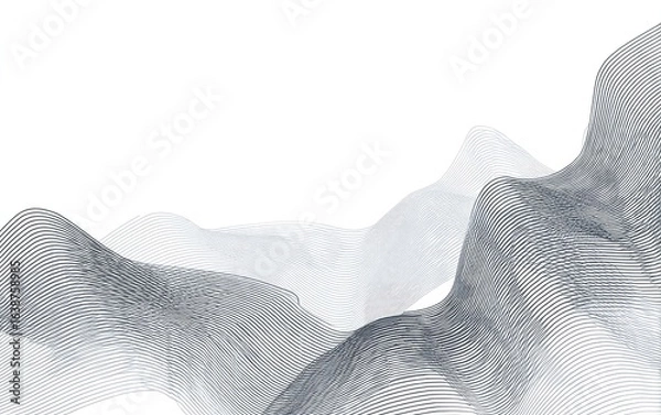 Fototapeta Abstract wavy lines in gray and white on white background