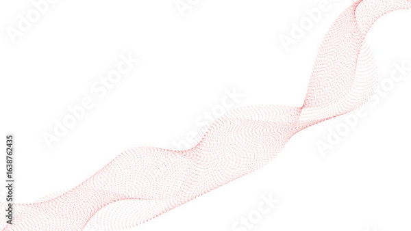 Fototapeta Red dotted wave line pattern. Halftone undulate net background. Abstract flowing particle lattice wallpaper. minimal covers design. Colorful geometric background, cover, poster. vector illustration