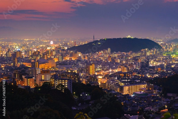 Obraz 松山城夜景風景