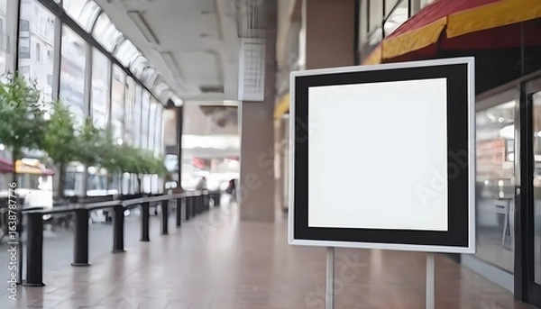 Obraz display blank clean screen or signboard mockup for offers or advertisement in public area, created with generative ai