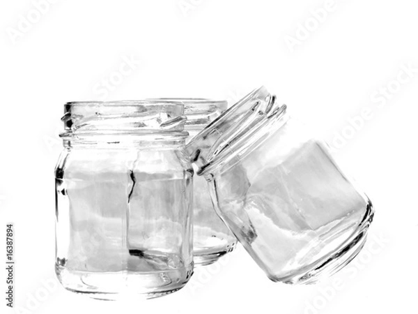 Obraz Three glass jars on white