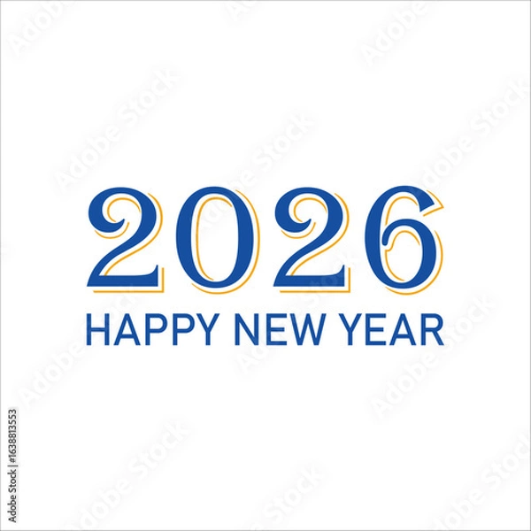 Fototapeta Vibrant 2026 Happy New Year Graphic Design Featuring Bold Typography and Modern Color Palette for Holiday Greetings

