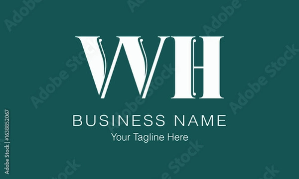 Fototapeta WH W wh initial logo | initial based abstract modern minimal creative logo, vector template image. luxury logotype logo, real estate homie logo. typography logo. initials logo